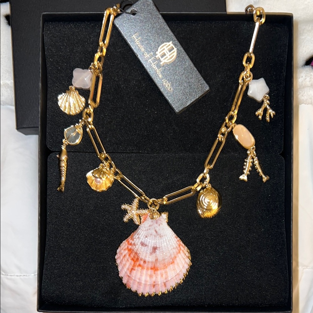 Gold Seashell Charm Necklace